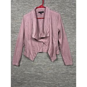 Romeo + Juliet Couture Jacket Womens Medium Pink Faux Suede Open Front Waterfall